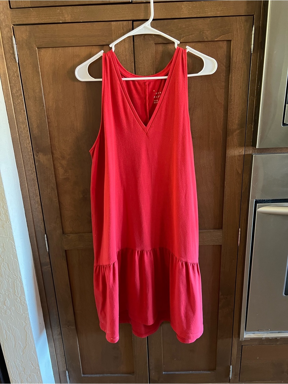 a new day Red V-Neck Midi Dress